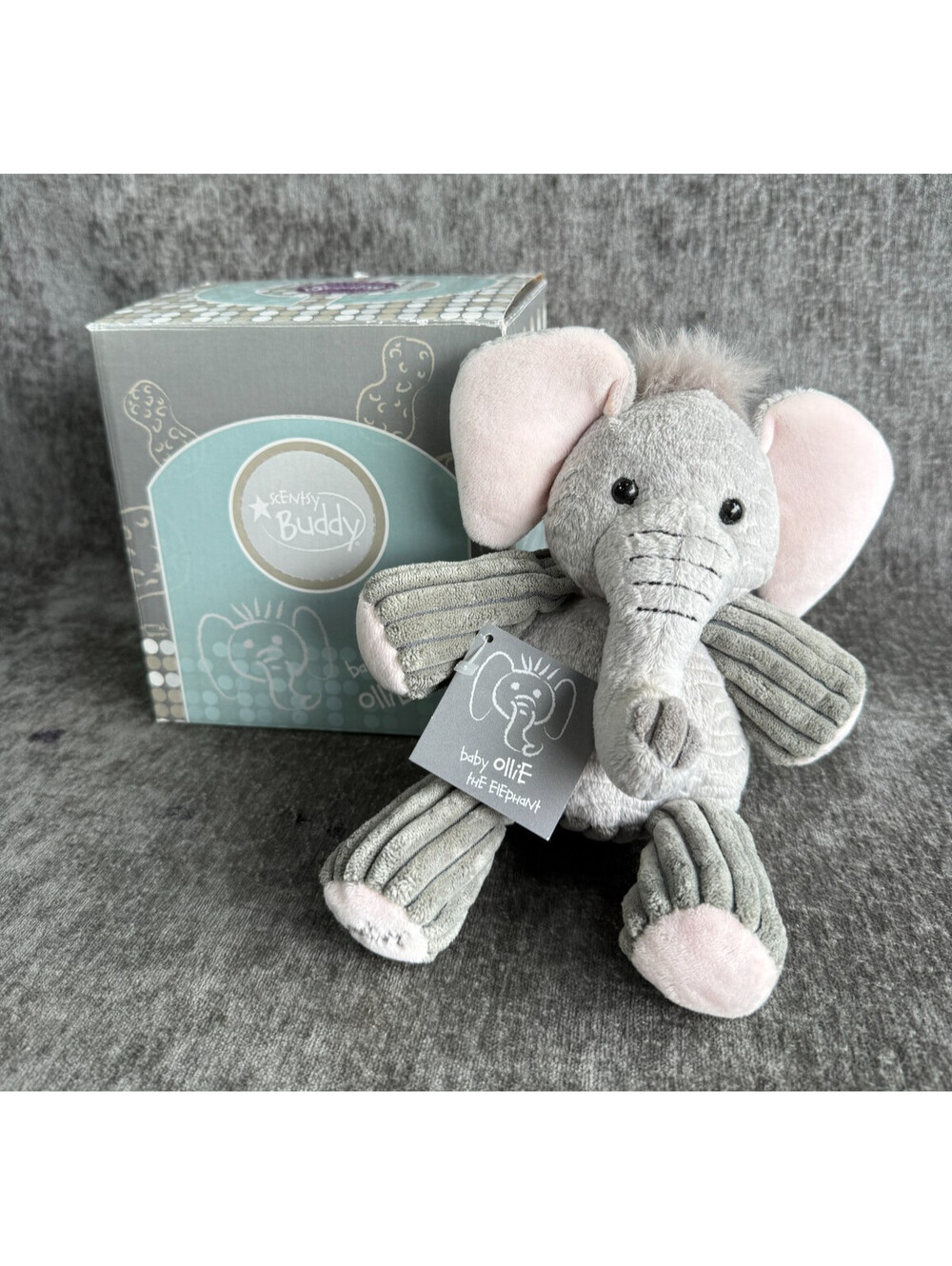 Scentsy Baby Buddy Ollie The Elephant Plush Stuffed Animal Boxed With Tags